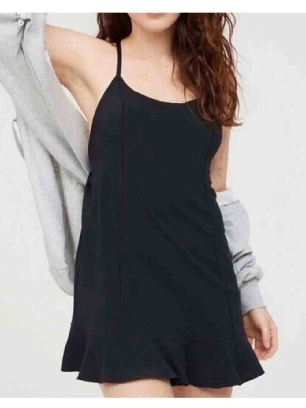OFFLINE By Aerie Dress Real Me Ruffle Hem Athletic Exercise Dress Black Sz S
